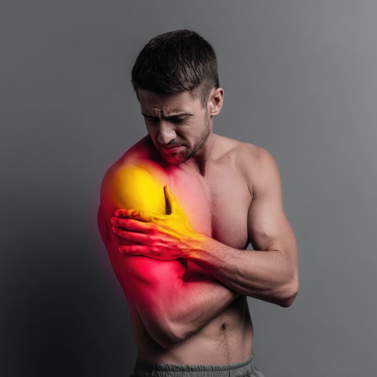 Intense torn shoulder muscle pain